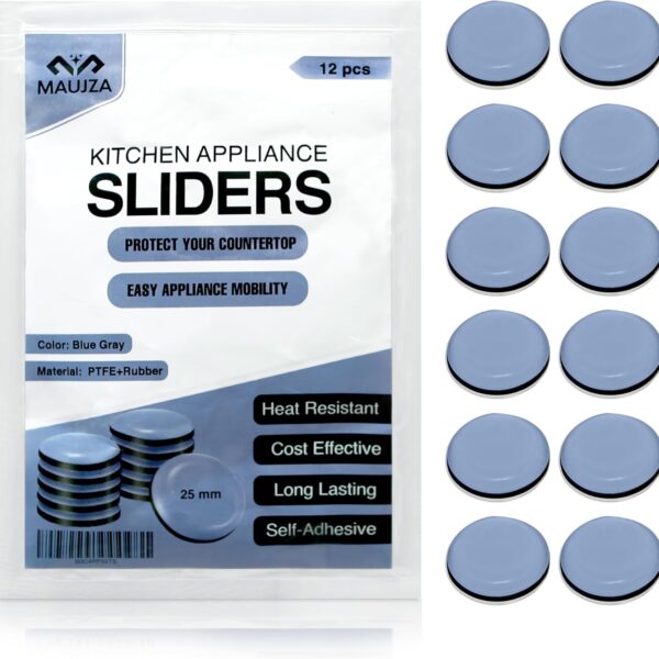Appliance Sliders 12-Pack | PTFE (Teflon) Self Stick Countertop Slider Set for Effortless Moving of Kitchen Appliances - Coffee Maker, Air Fryer, Mixer, Blender