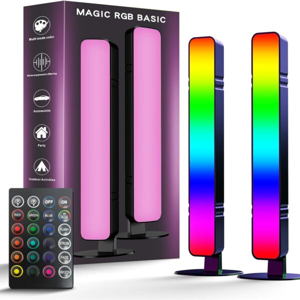 LED Light Bar, Music Sync RGB Light Bar, USB Ambient Lamp, Color Changing Gaming TV Backlight with Remote Control, 15 Dynamic Modes for Room Gaming Decoration