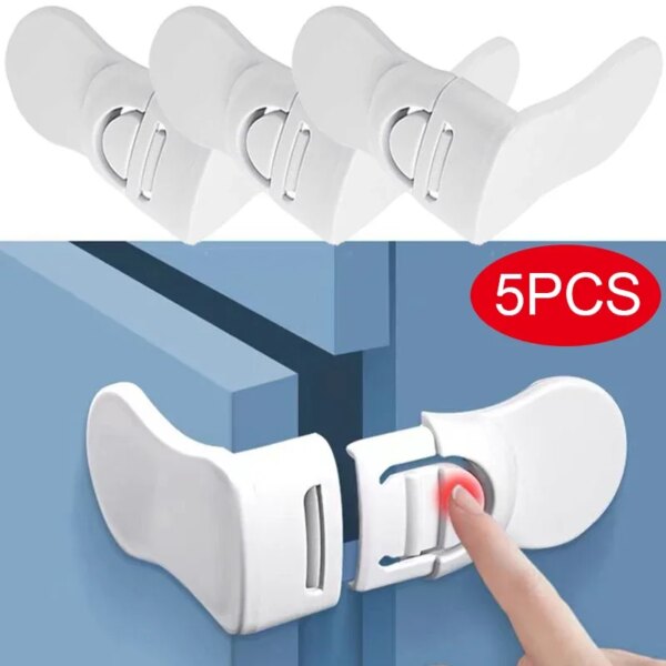 5/1PCS Baby Safety Locks Drawer Lock Anti-Pinching Hand Cabinet White Drawer Locks Refrigerator Lock Buckle Children Protection