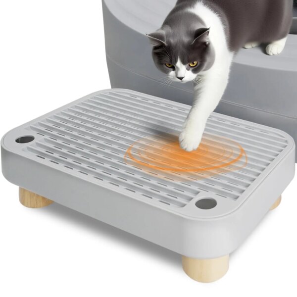 Self-Cleaning Litter Box Step–Removable Top, Waterproof & Non-Slip Kitty Litter Catcher Tray, Cat Litter Box Mat Easy to Clean